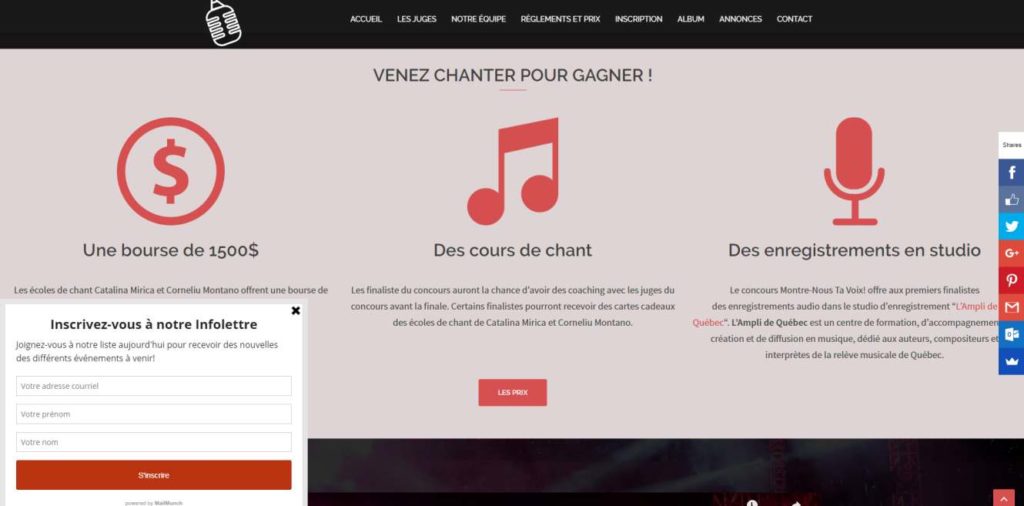Montre Nous Ta Voix - website by KLASS PROD
